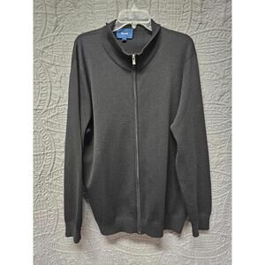 Faconnable Men's Full Zip Cardigan Merino Wool Black Color Size XXL‎